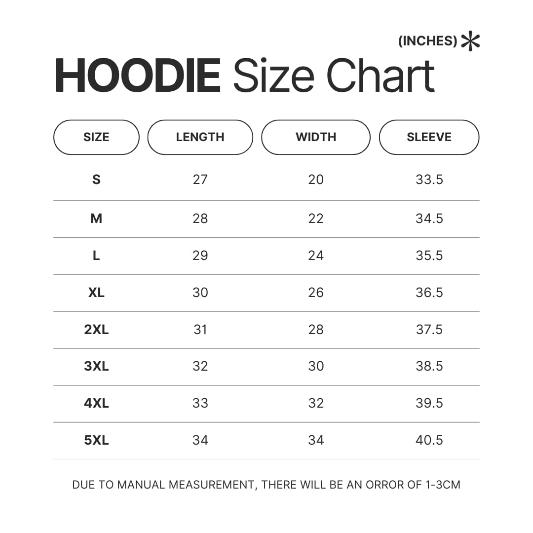 Hoodie Size Chart - Meat Canyon Merch
