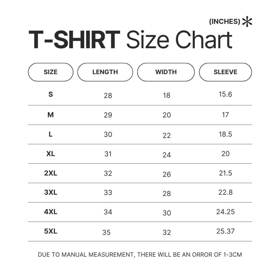 T shirt Size Chart - Meat Canyon Merch