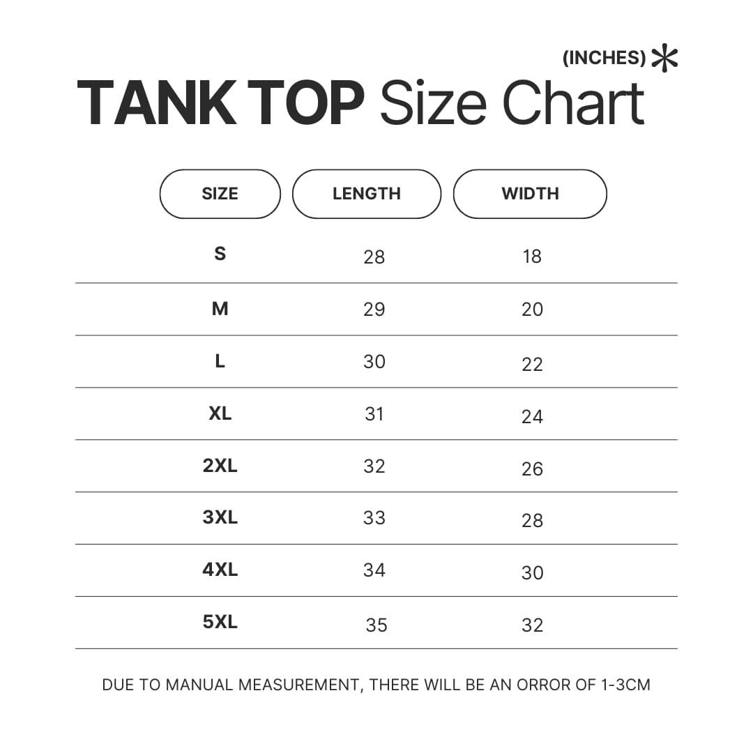 Tank Top Size Chart - Meat Canyon Merch
